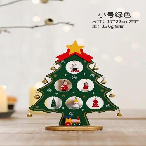 Ornament de birou Pom de Crăciun din lemn DIY Mini Decorațiuni Pom de Crăciun Ornament pentru vitrină adornos navideños