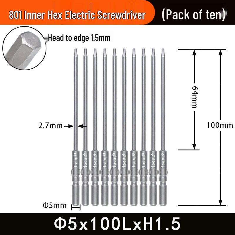 Nigao 801 5mm Hex Socket Electric Screwdriver Bit S2 Hardened Tool