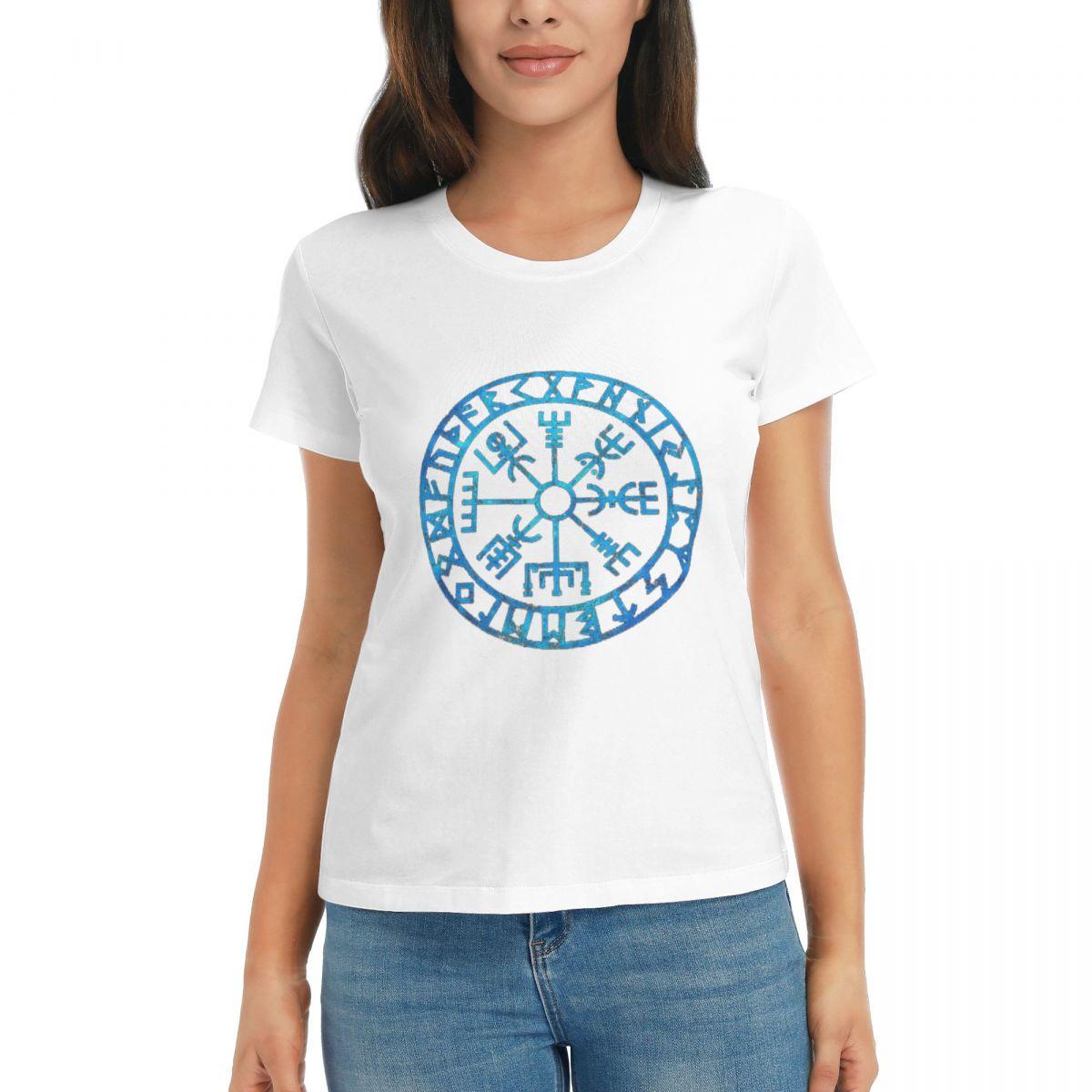 

Women TShirt Vegvisir Icelandic Futhark Runes Compass Norse Mythology Viking Protection Symbol Short Sleeve Tees T Shirt Clothe S
