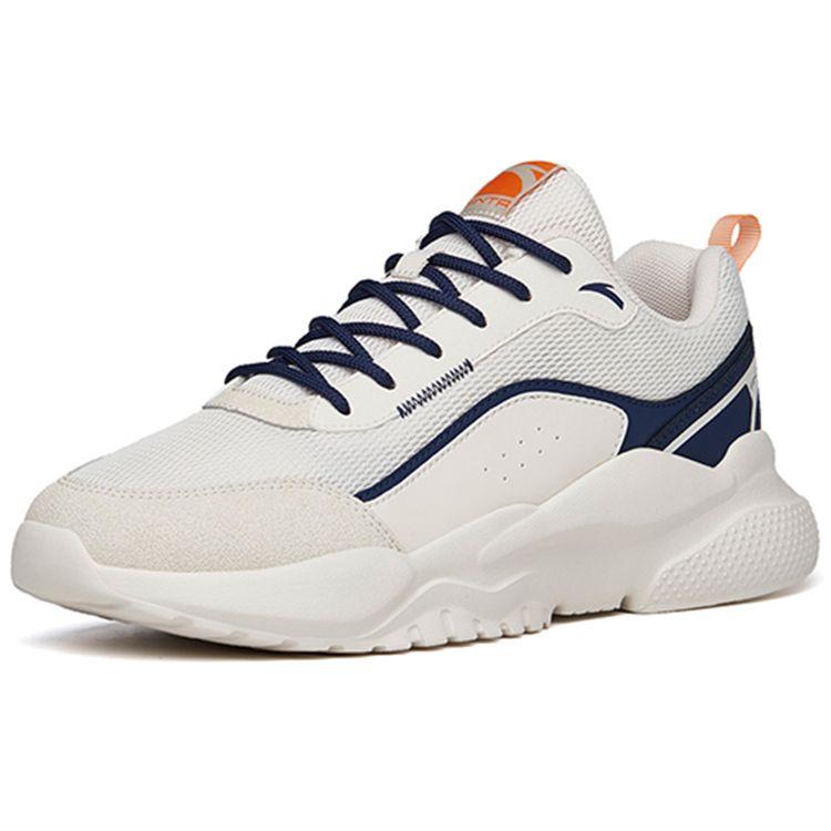 Anta Lifestyle Series Fabric Synthetic Leather Shock Absorbing Non-Slip Wear-Resistant Low-Top Dad Shoes Men Sneaker Gray Blue 912218872-3