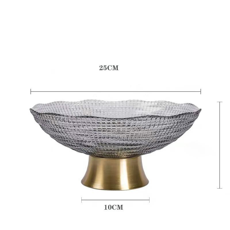 Modern Luxury Glass Fruit Plate European Pallet Decoration Home Living Room Candy Snack Tray Decorative Tableware