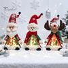 Plush Santa Claus Figurines Lighted Christmas Doll Decoration, Cute Claus/Snowman/Reindeer Figurine with Table Decorations Warm LED Light for Tabletop