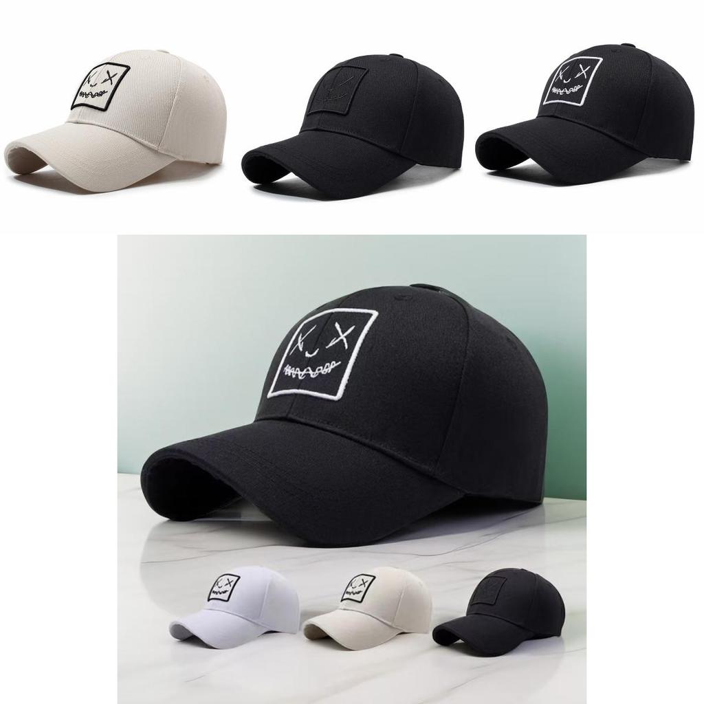 Baseball Cap With Embroidered Face Expression For Sun Protection And Trendy Style For Men And Women