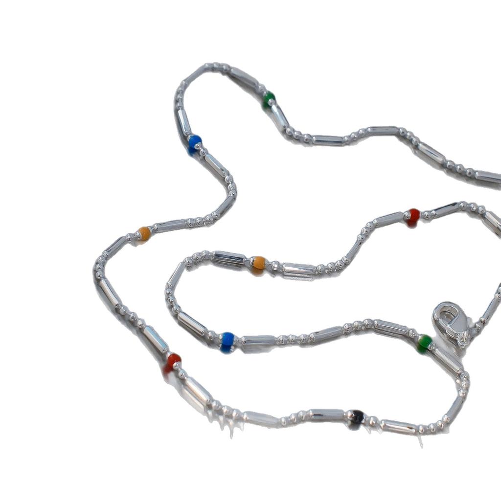 Autumn And Winter Enamel Drop Glaze Beaded Collarbone Necklace Simple Dopamine Stacked Snake Bone Chain Neck Chain Accessories