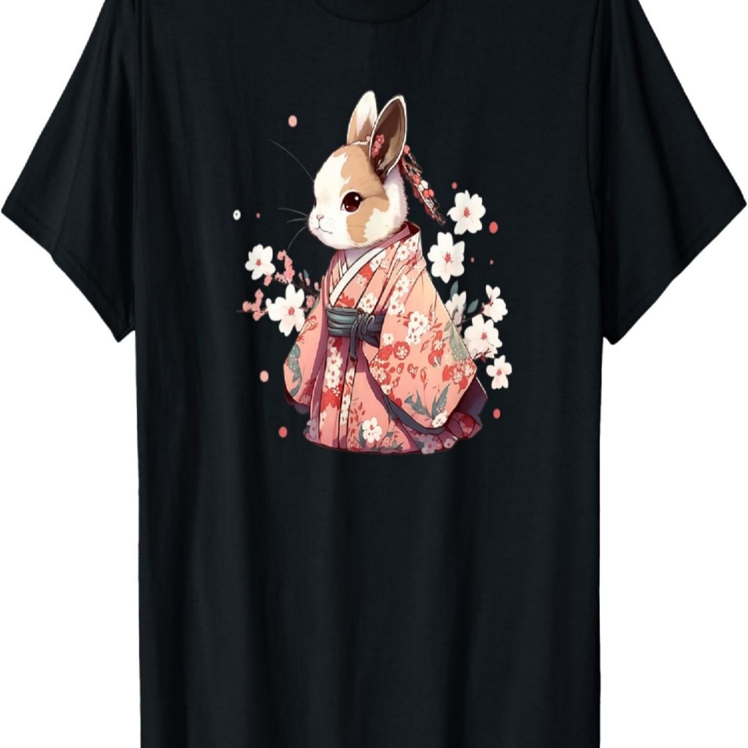 

Lunar New Year Kimono Rabbit Cherry Blossom T-Shirt S чёрный