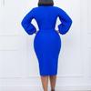 Women's Clothing Autumn and Winter New Solid Color Hip-wrapped Professional Temperament Large-size Dress