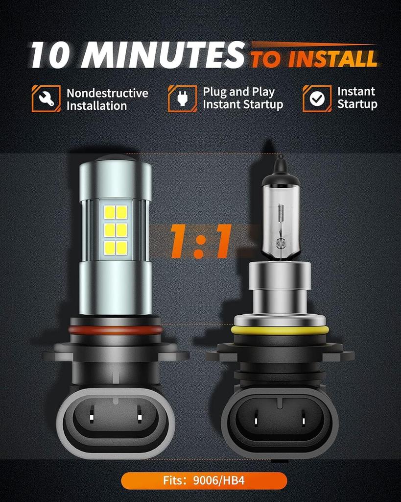 SEALIGHT F1-LED-9006 HB4 LED Fog Light Bulb White 7000LM 27 Row Chip 6000K