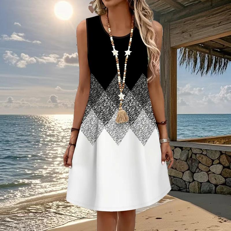 

Женское платье без рукавов с круглым вырезом и цветочным принтом, свободное, мягкое и удобное, больших размеров XL чёрный