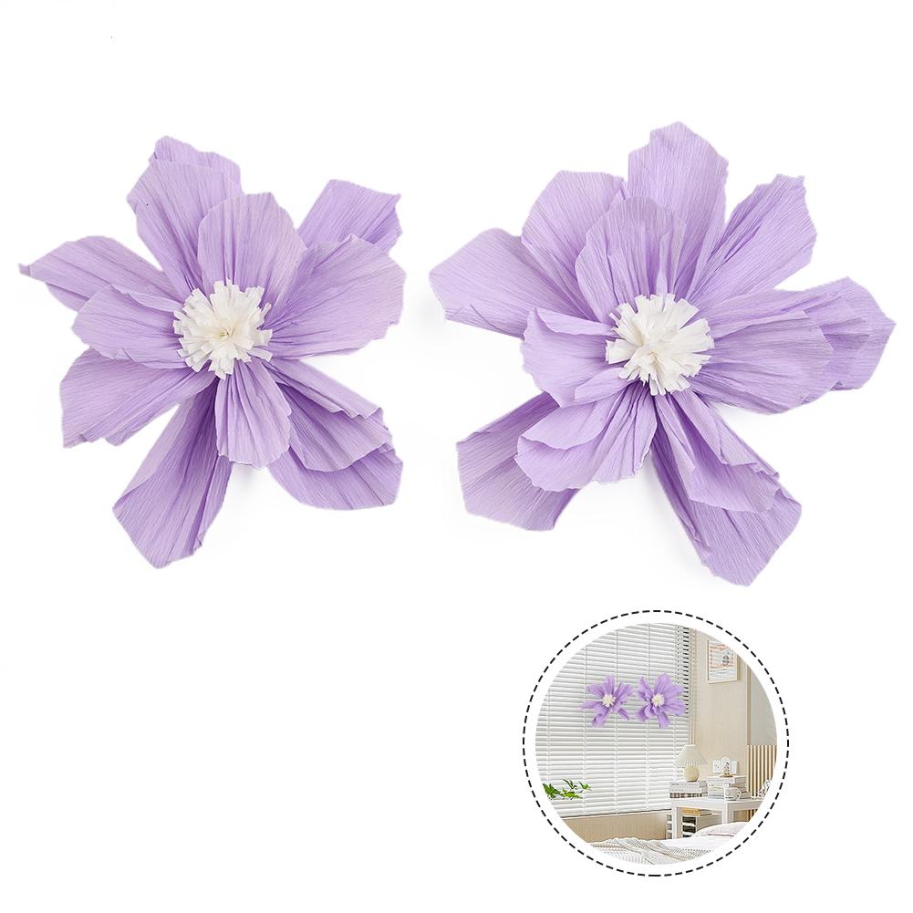 Flowers Paper Flowers Wedding 2Pcs/Set 30cm Birthday Bold Colors Bright Crepe Paper DIY Folded Storage for durable