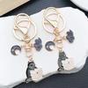 Cartoon Black Kitten Zinc Alloy Keychain: Cute, Obedient, and Creative Backpack Pendant