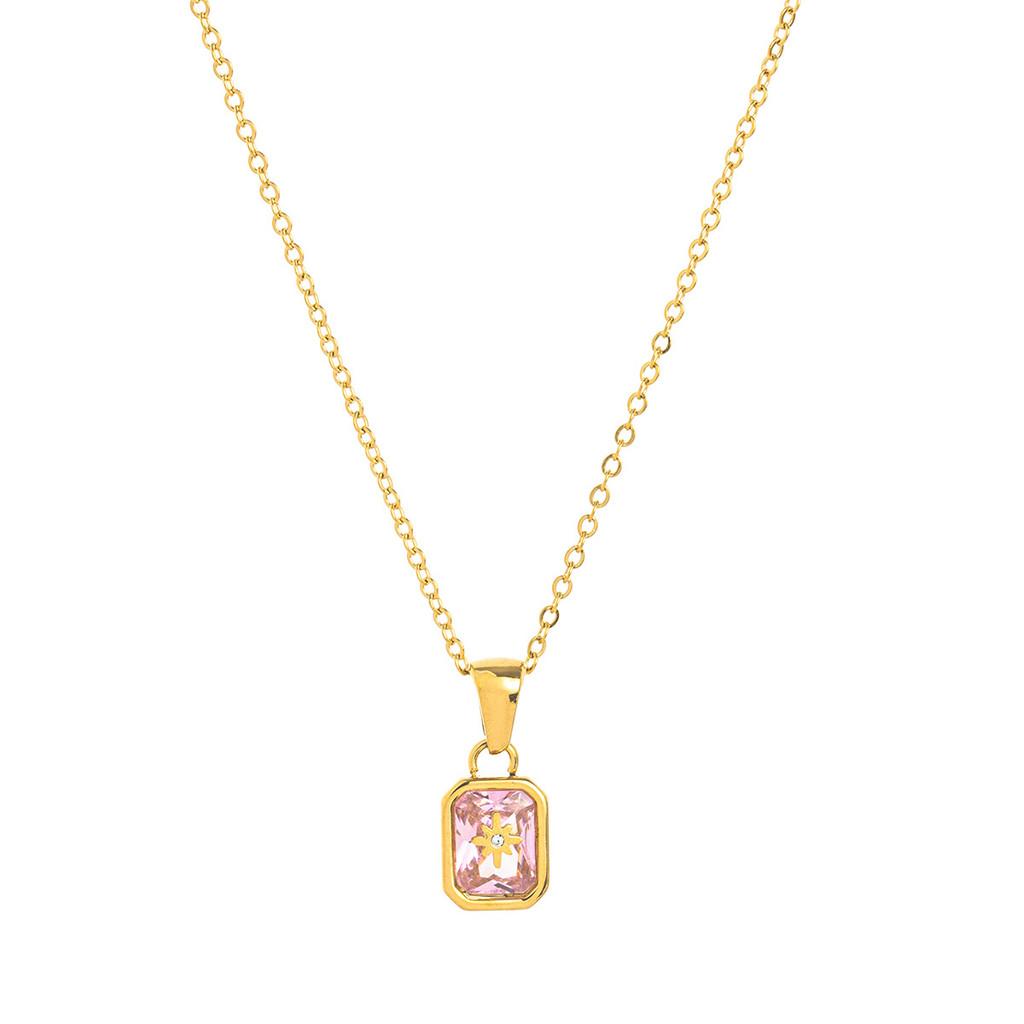 Birthstone Zodiac Necklace With Titanium Steel Pendant For Women And Men