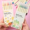 6pcs/set Classic Style Colors Double Tip Marker Pens Line Drawing Watercolor Pen for Calligraphy Student Art Painting School Stationary