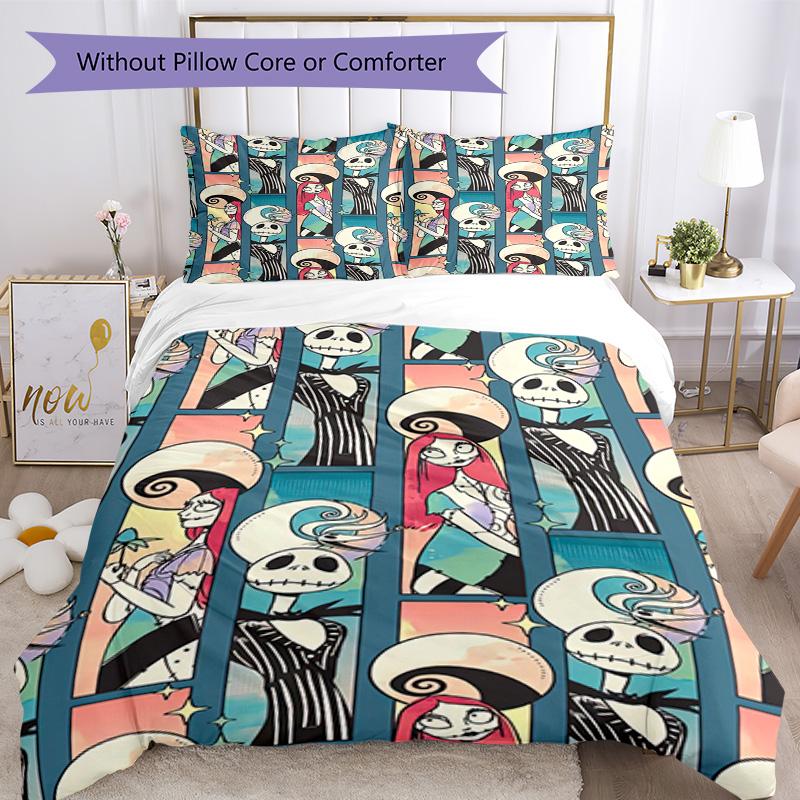 Christmas Nightmare Bedding Set Breathable Duvet Cover with Pillowcases Decorative Bed Linen for Bedroom Home Decoration Birthday Gift