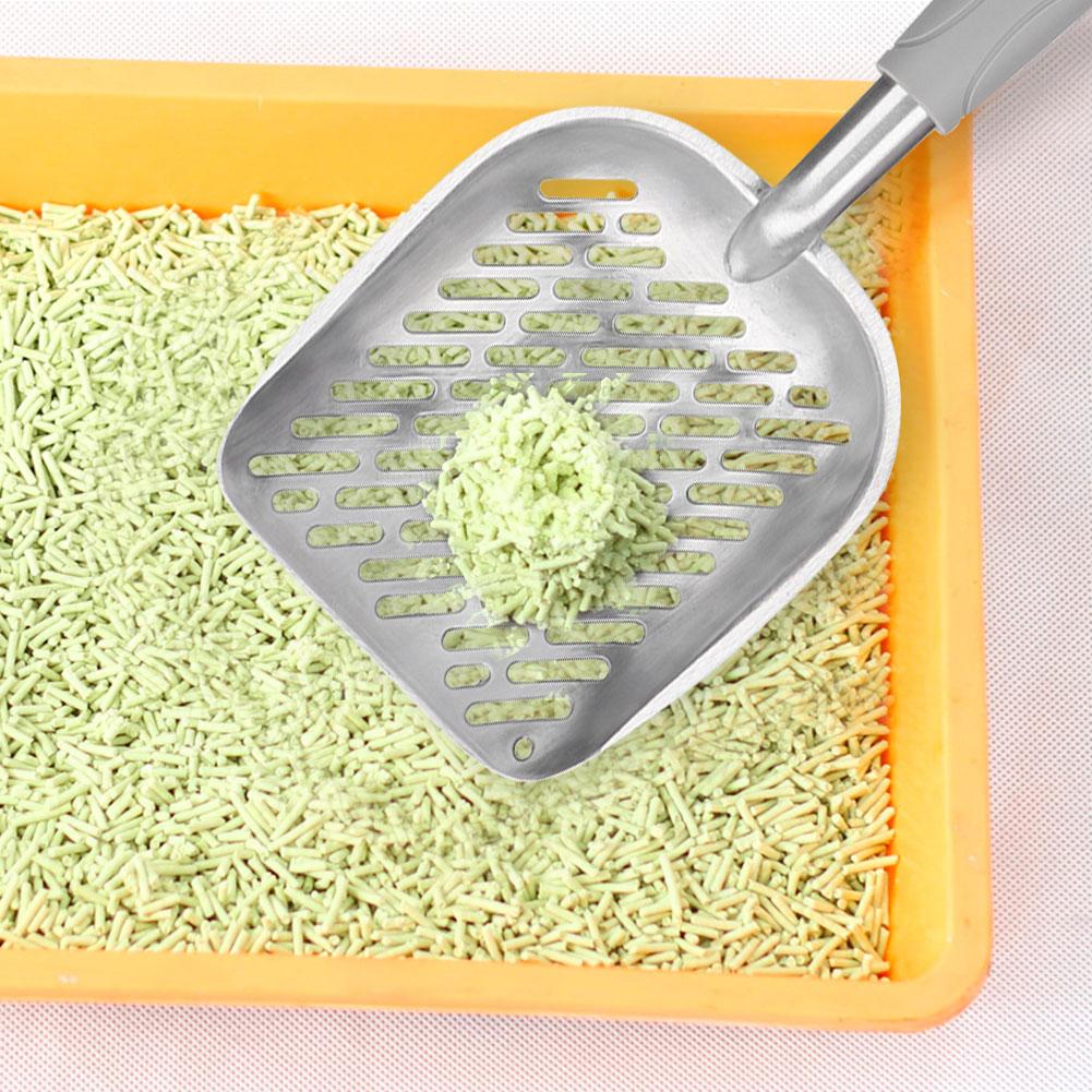 Aluminum Alloy Pet Cat Litter Scoop Sifter Shovel Hollow Dog Puppy Waste Holder(Black)