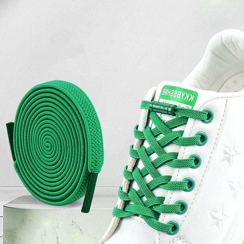 2Pair New Colorful Capsule Lock Shoelaces Without Ties Elastic Laces Sneakers No Tie Shoe Laces Kids Adult 0.6cm Flat Shoelace