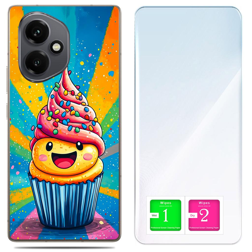 Etui Do Honor X7D / 400 Smart Obudowa Foto Case Plecki Cake + Szkło 9H