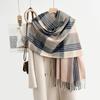 High-end niche striped plaid warm scarf autumn and winter couple fashion trend imitation cashmere fringed shawl