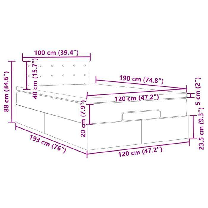 VidaXL Ottoman Bed Frame with Mattress Dark Grey 120x190 Cm Velvet, Bed Frame, Upholstered Bed Frame, Bed Frame 3311904