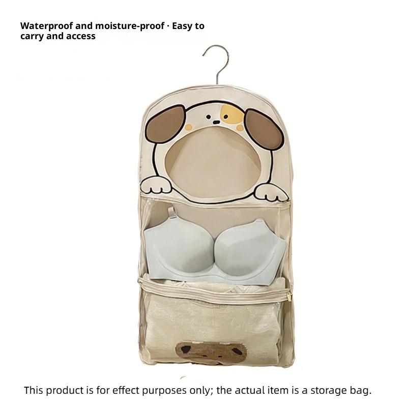 Playful Cartoon Hanging Bag Waterproof Wall Mounted Storage for Underwear Socks Multi Purpose Visible Organizer