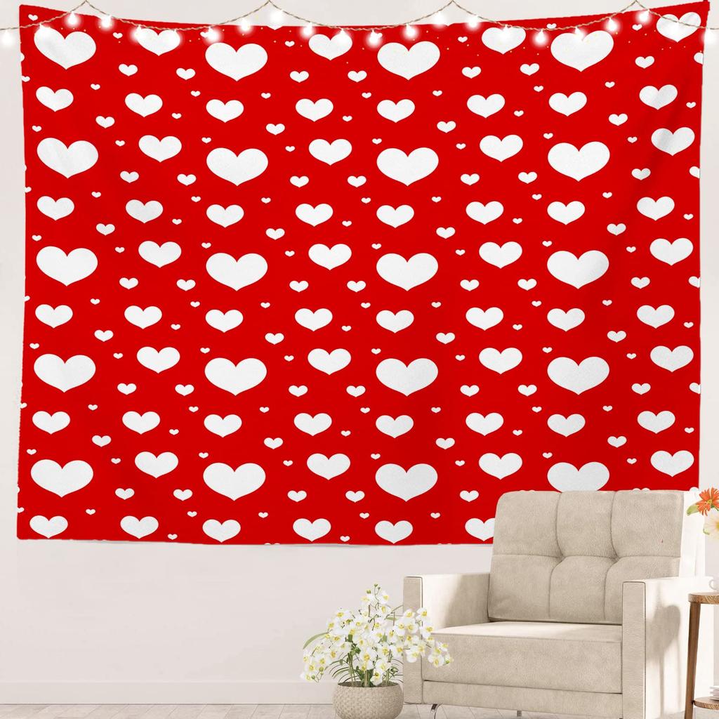 Red Love Heart Rose Flower Tapestry Romantic Sweetheart Tapestry Home Living Room Dorm Bedroom Aesthetics Decoration Tapestries