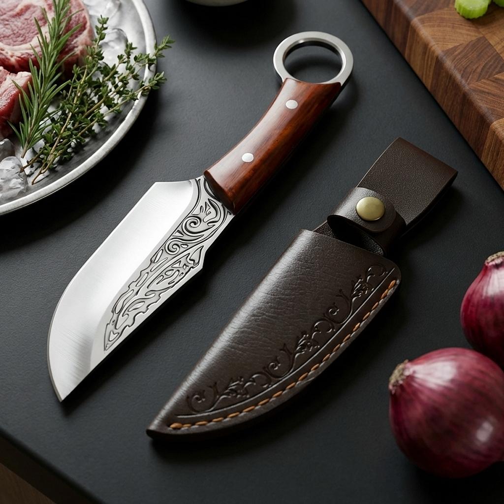 Utility Knife Slicing Meat Fruit Boning Butcher Knife Chef Cooking Cleaver Handmade Wood Handle