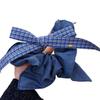 Korean Bow Denim Blue Plaid Square Scarf Large Intestine Headband Hair Square Female Band Hair H0K6