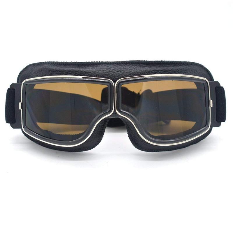 Leder Vintage Scooter Brille Pilot Ski Sonnenbrille Helm Brille