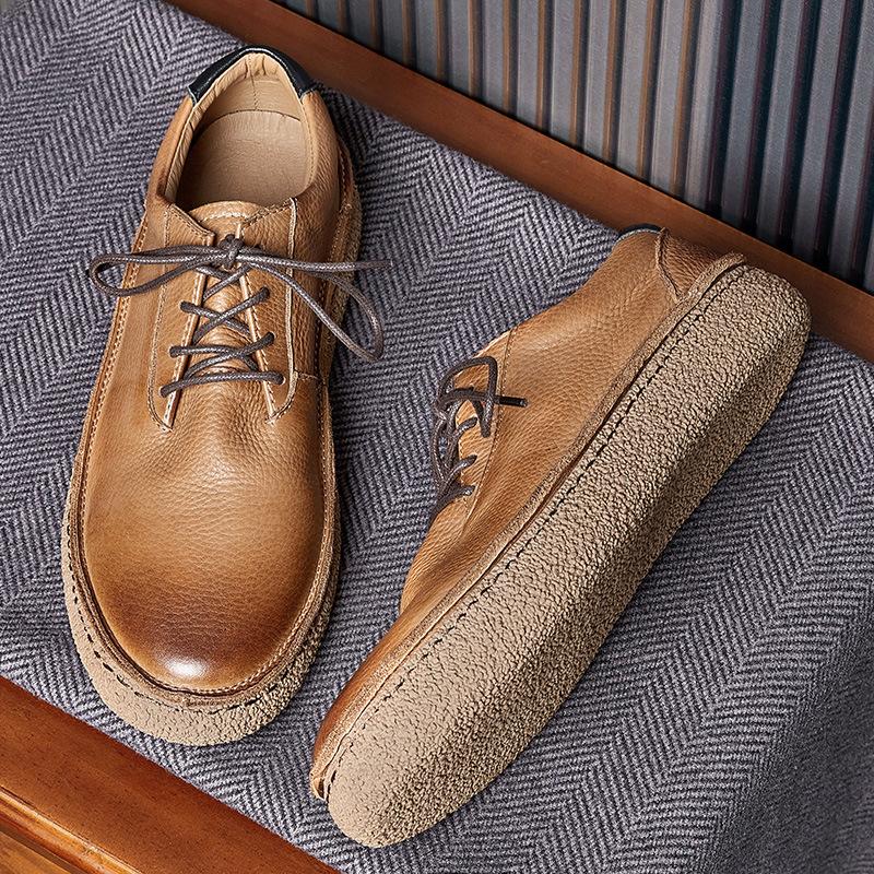 Leather Shoes Men'S Xia Yinglun Retro Leather Casual Board Shoes Soft Leather Thick Soles Increase The Trend Of Casual Men'S Shoes