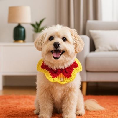 Adjustable New Year Cat Scarf Cartoon Soft Cat Knitted Tricot Comfortable Lucky Blessing Handwoven Puppy Collar Pet Grooming