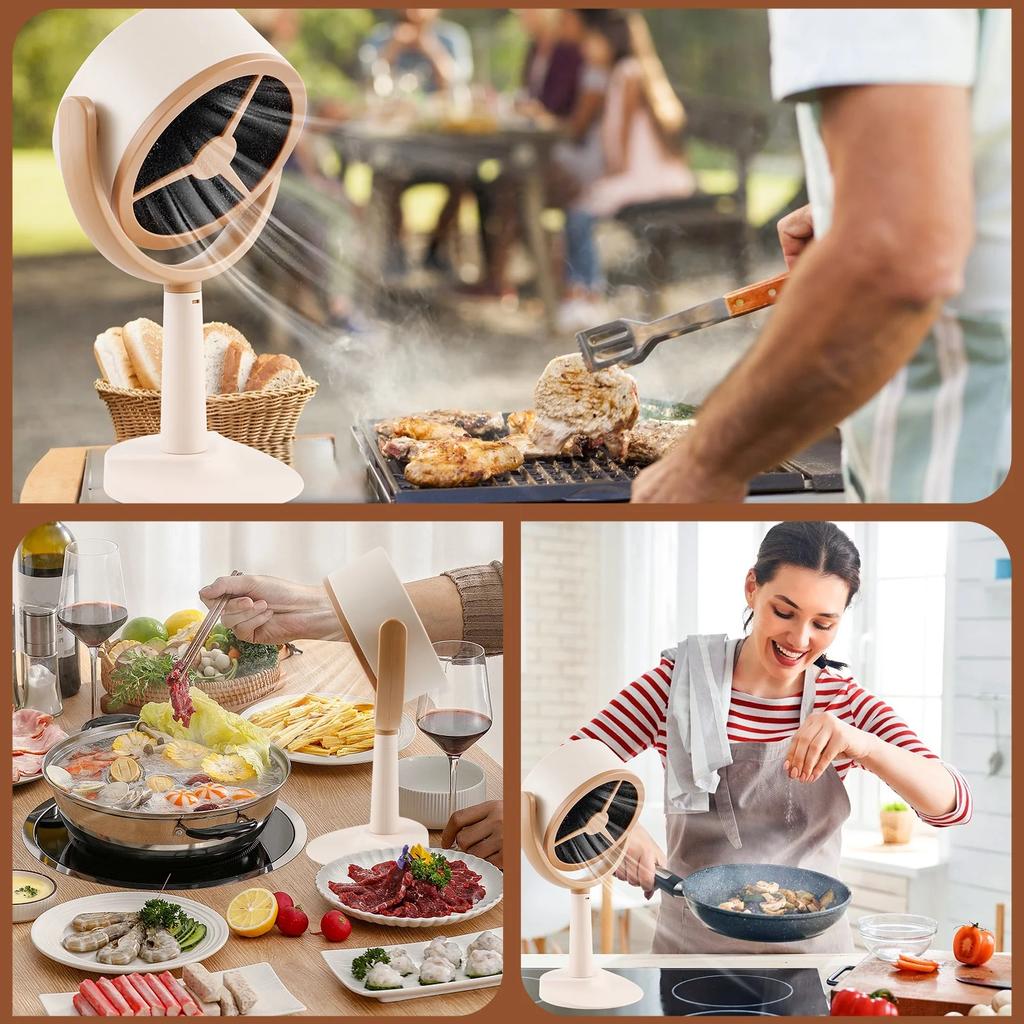 Portable Smoke Purifier USB Charging Exhaust Fan Hood Adjustable Suction Replaceable Activated Carbon Filter for Indoor BBQ