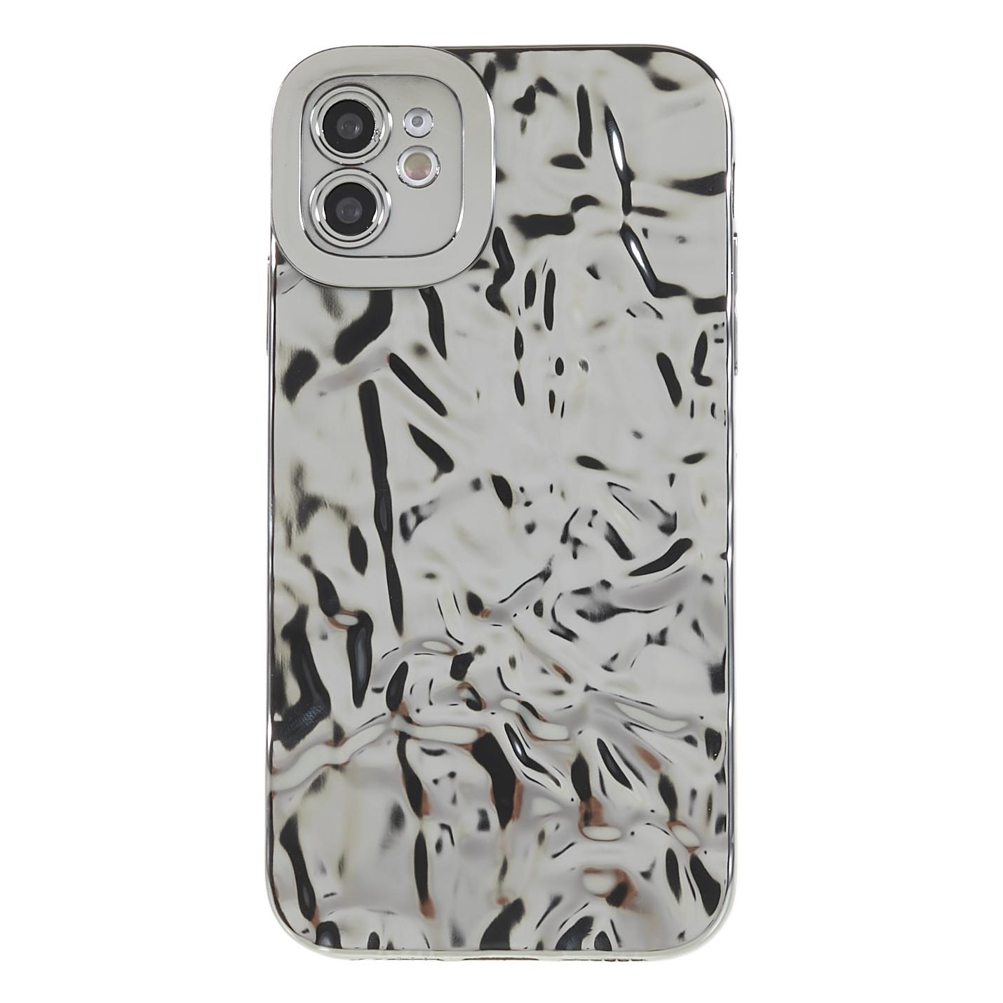 

Wrinkled Uneven Phone Case for iPhone 11,Electroplating Flexible TPU Phone Cover Silver