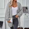 V-Neck Long Sleeve Solid Color Vintage Cardigan Loose Sweater Knitwear Autumn Winter