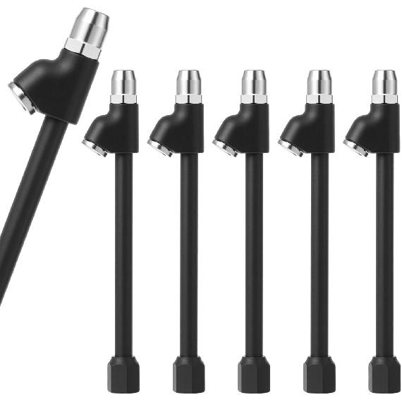 6 Pcs Black Dual Head Tire Air Chucks, Heavy Duty Air Pressure Tire Gauge, 1/4   Fnpt Extended Reach Dual Head Chuck for Inflator Gauge or Compressor