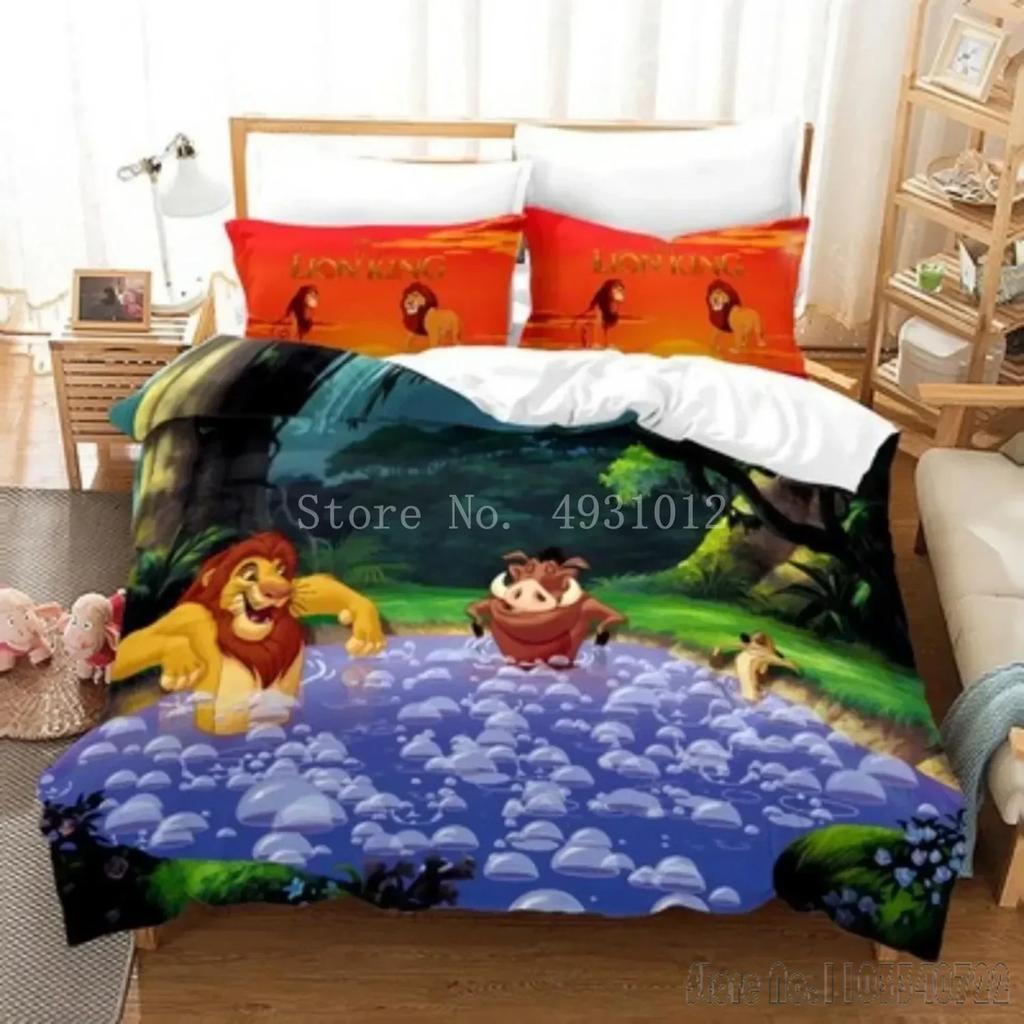 Anime König der Löwen Cartoon Bettbezug Set HD Bettdeckenbezug für Kinder Bettwäsche Sets Bettwäsche Schlafzimmerdeko