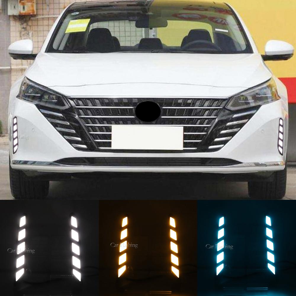 

1 комплект светодиодных DRL для Nissan Teana Altima 2022 2023, дневные ходовые огни, противотуманная фара, крышка с желтыми функциями указателя поворота