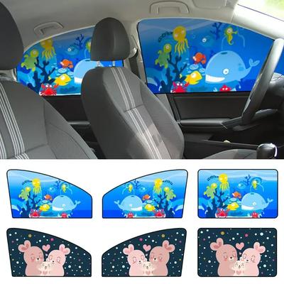 Pare-soleils magnétiques mignons de dessin animé pour vitres latérales de voiture, moustiquaire, couverture solaire, protection UV, maille pare-soleil, rideau de voiture pour enfants, bébé
