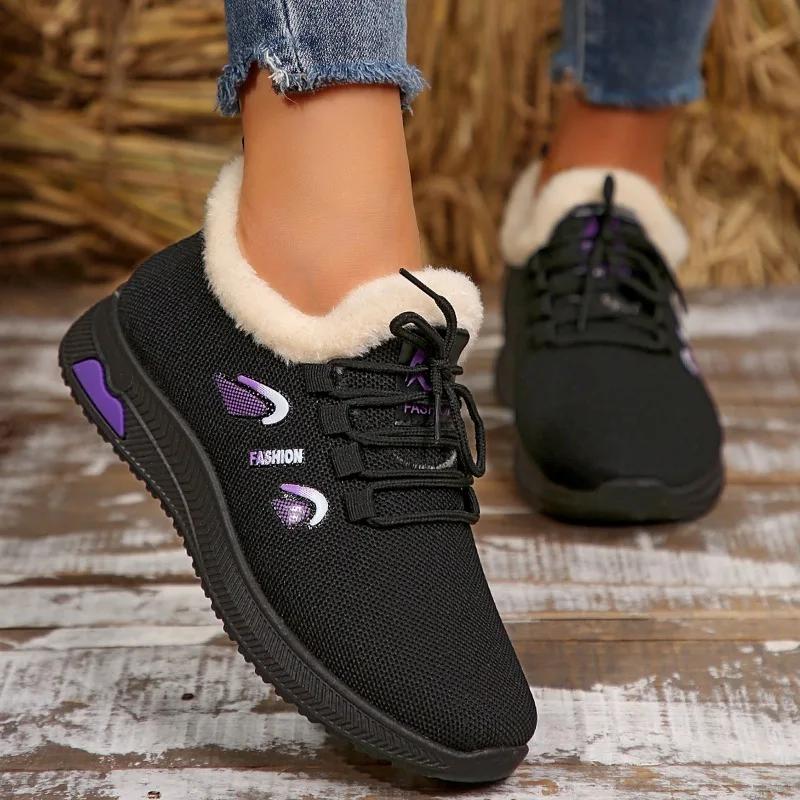 

Зимние популярные женские ботинки 2024 года, высококачественные цветные шнурованные модные теплые низкие спортивные ботинки для женщин 40 фиолетовый