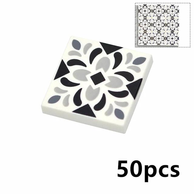 MOC Tile Smooth Printed 1x1 1x4 1x6 2x2 Assemble Particles 2431 3068 Flat Wood Grain Pattern Traffic Warning Bricks Accessories