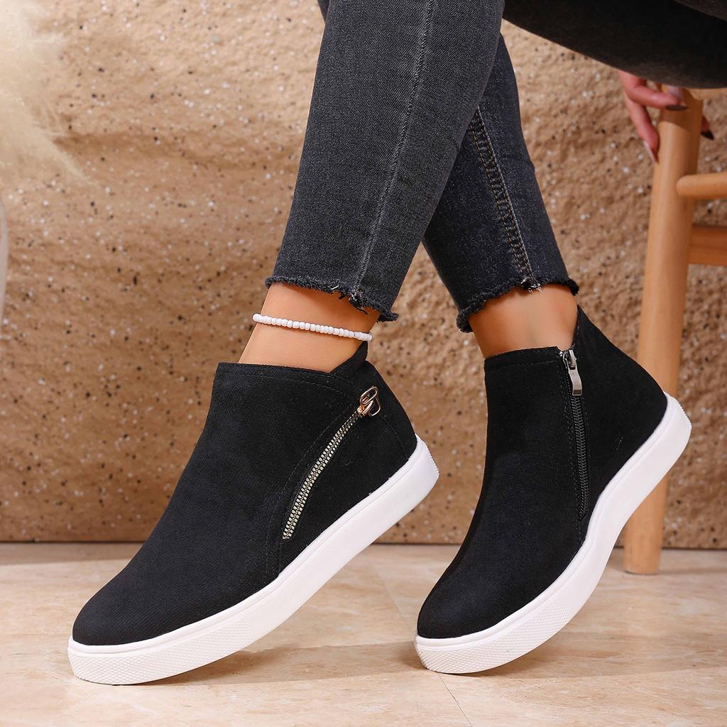 Side Zipper Platform Boots 2025 Winter New Plus Size Round Toe Ankle Boots for Women