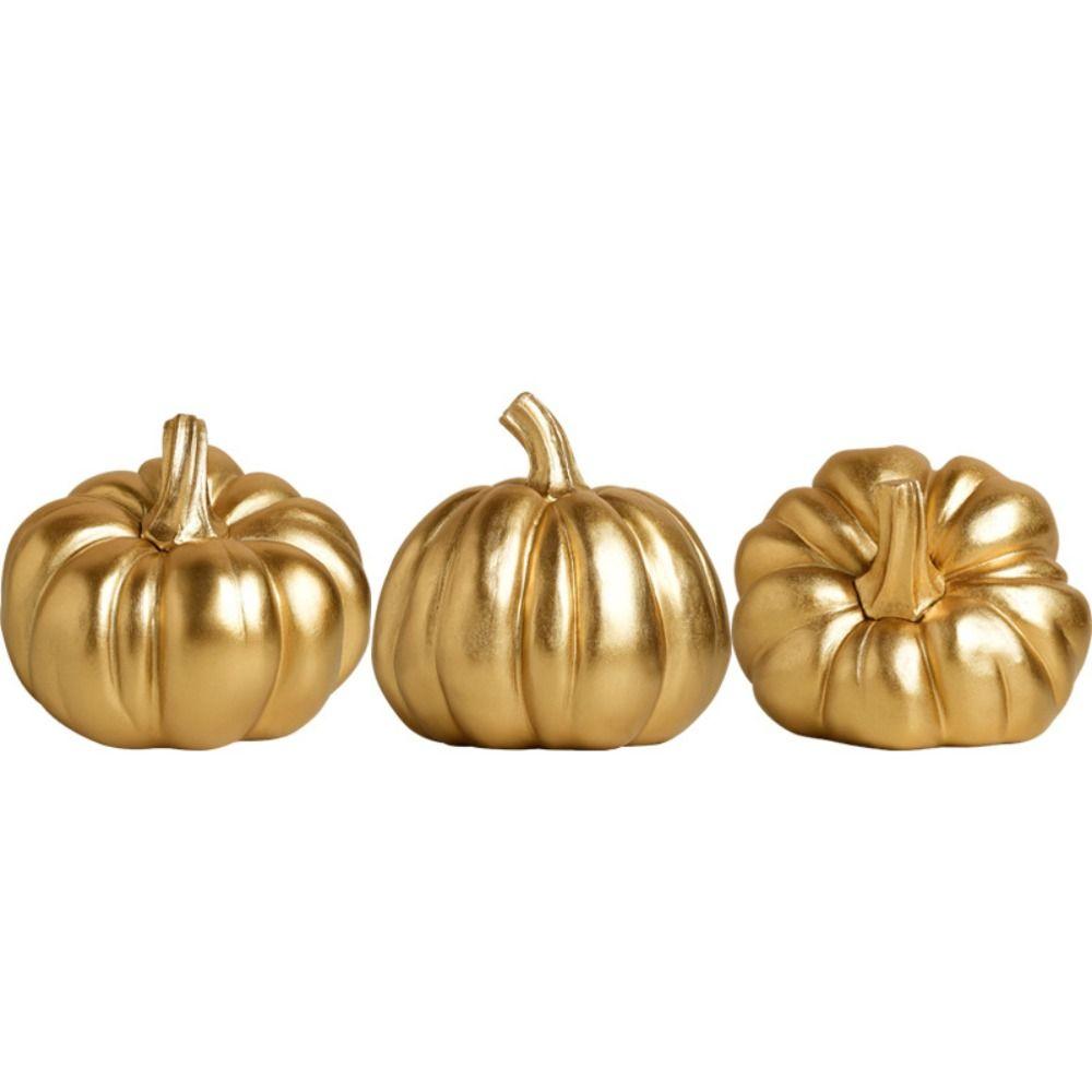 Retro Pumpkin Statue Resin Miniature Figurine Sculpture Micro Landscape Pumpkin Ornament  Autumn