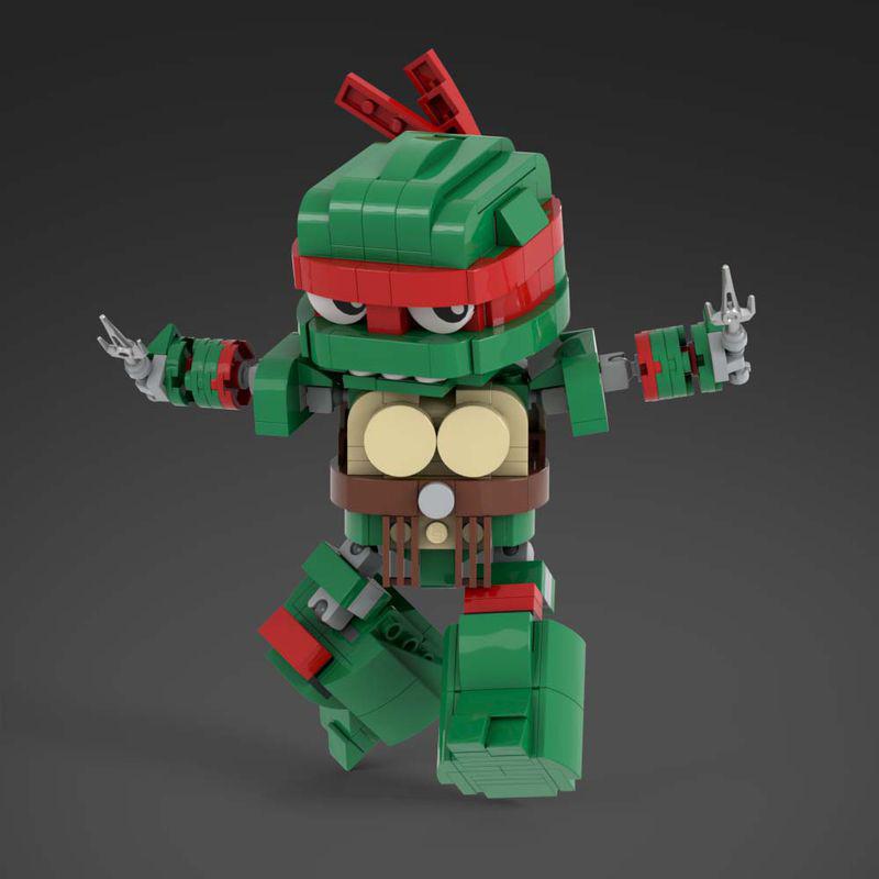 MOC Animated Movie Figures Turtle Mecha Model 1987 Violent Tortoise Warrior Mini Doll Building Block Kid Toy Adult Birthday Gift