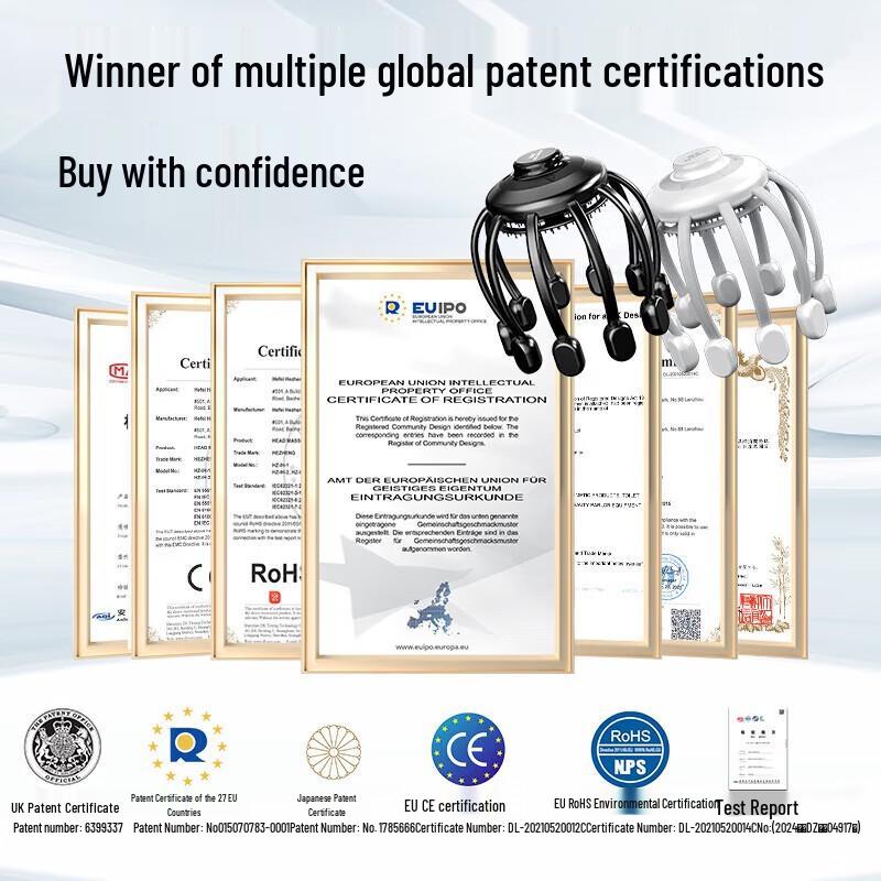 Hozheng Smart Wireless Head Massager with Bluetooth Audio