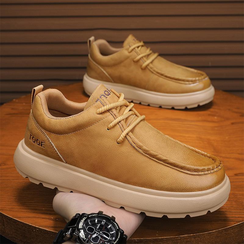 Autumn and winter leather platform casual shoes new retro outdoor low-top sports board shoes 39