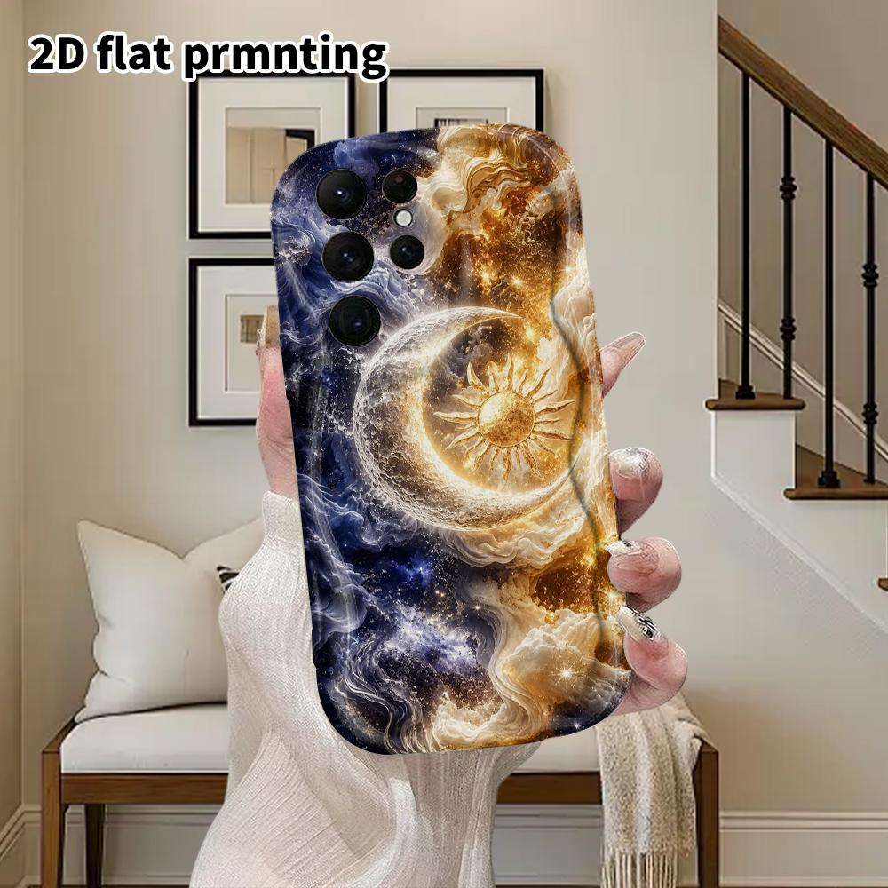 Phone Case: 2D Flat Samsung Galaxy A34 A35 M05 M06 S20 S22 S21 FE Plus 5G Protective Case, Couple Style, Cloud Moon Gazing, Christmas and Halloween Gi