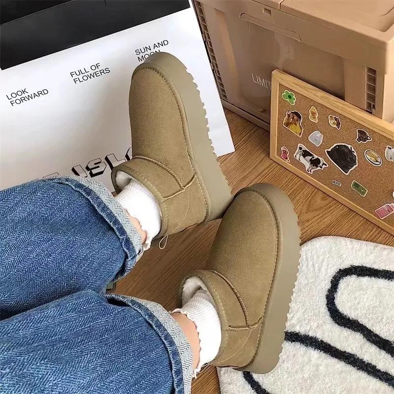 Fashion 2024 New Thick Soled Versatile Snow Boots for Women, Worn for Warmth, Height Increase, Anti Slip and Waterproof