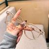 Round Flat Glasses for Women Men Retro Rivet Spectacle Plain Shape Eyeglasses Simple Anti-blue Light Compute Eyewear