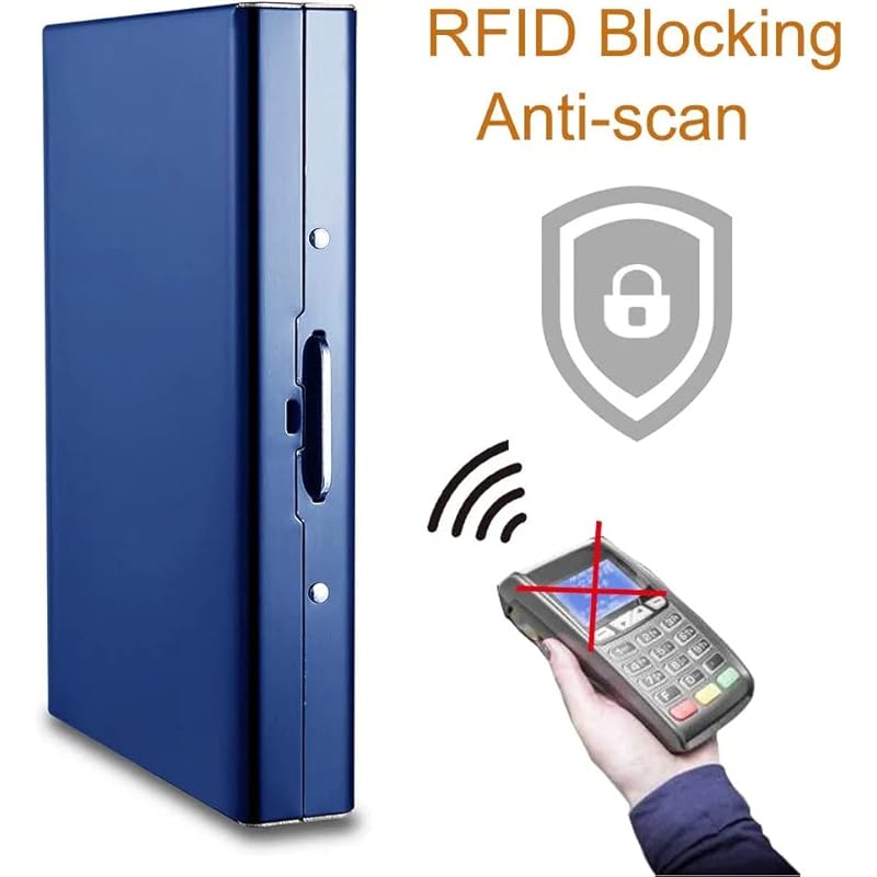 Stealodeal Blue Rfid Protector Metal Debit/Credit/Atm 8 Slots Men & Women Card Holder Wallet синий