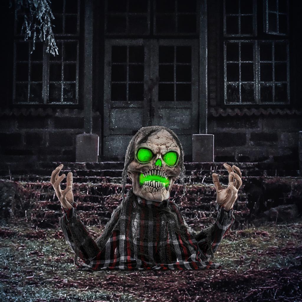 Halloween decoration Groundbreaker skeleton, bendable arms, glowing eyes, eerie howl