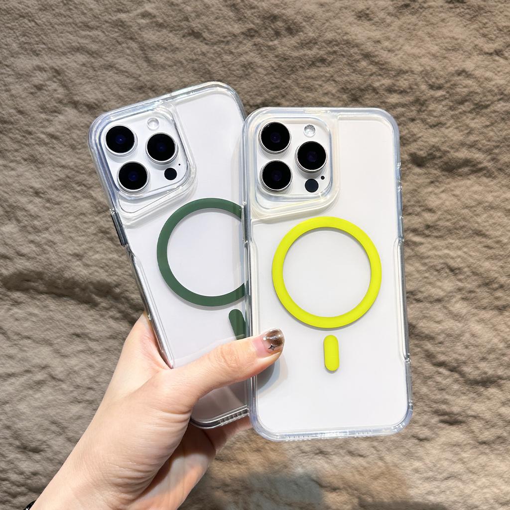 Applicable To IPhone16promax Small Waist Transparent Magnetic Phone Case Apple 15 Advanced Sense TPU Protection Case