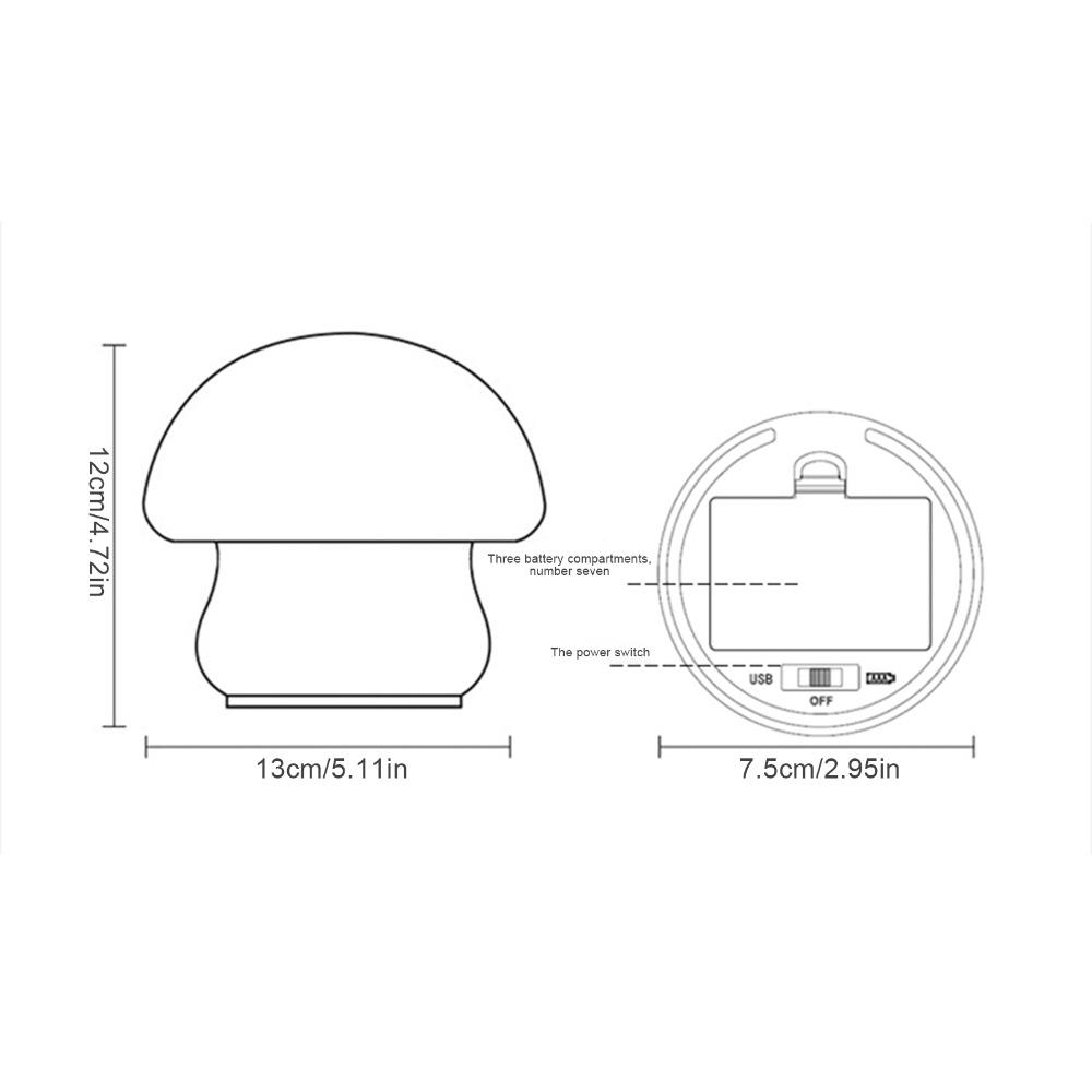 Silicone LED Mushroom Lamp 12.5 x 11.6cm Silicone Night Lamp Mushroom Nightlight Bedroom Use